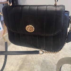 Elegant Black leather Quilted Shoulder Bag